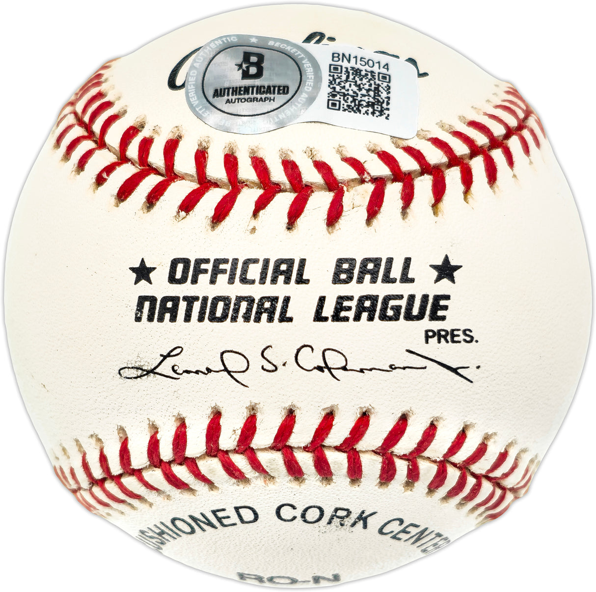 Ozzie Smith Autographed Official NL Baseball St. Louis Cardinals Beckett BAS QR #BN15014