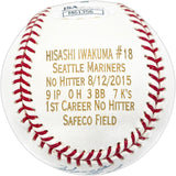 Hisashi Iwakuma Autographed Official Stat Logo MLB Baseball Seattle Mariners #7/100 JSA #M61356