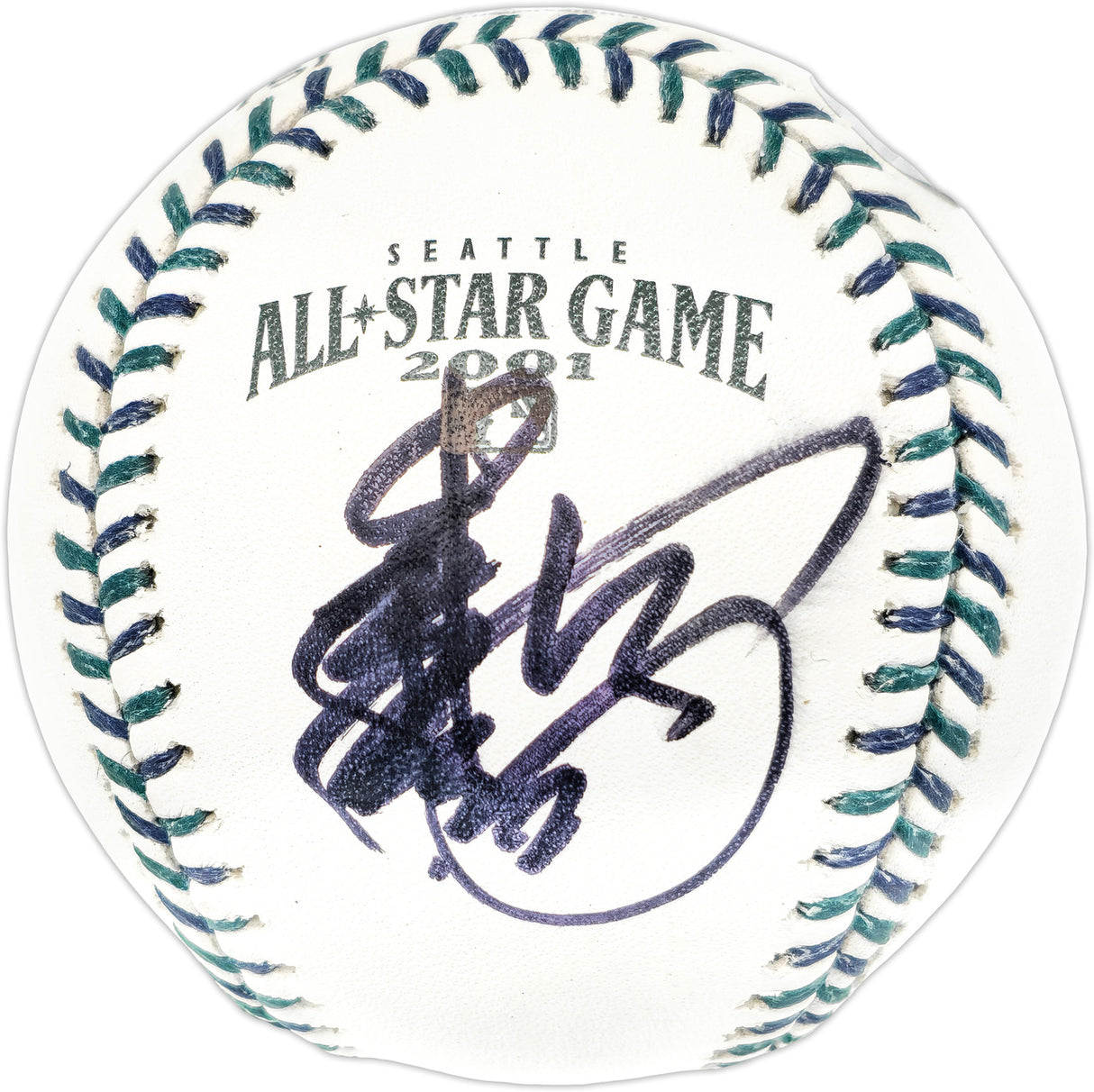 Ichiro Suzuki Autographed Official 2001 All Star Game Logo Baseball Seattle Mariners Signed in Kanji (Smudged) IS Holo SKU #237367