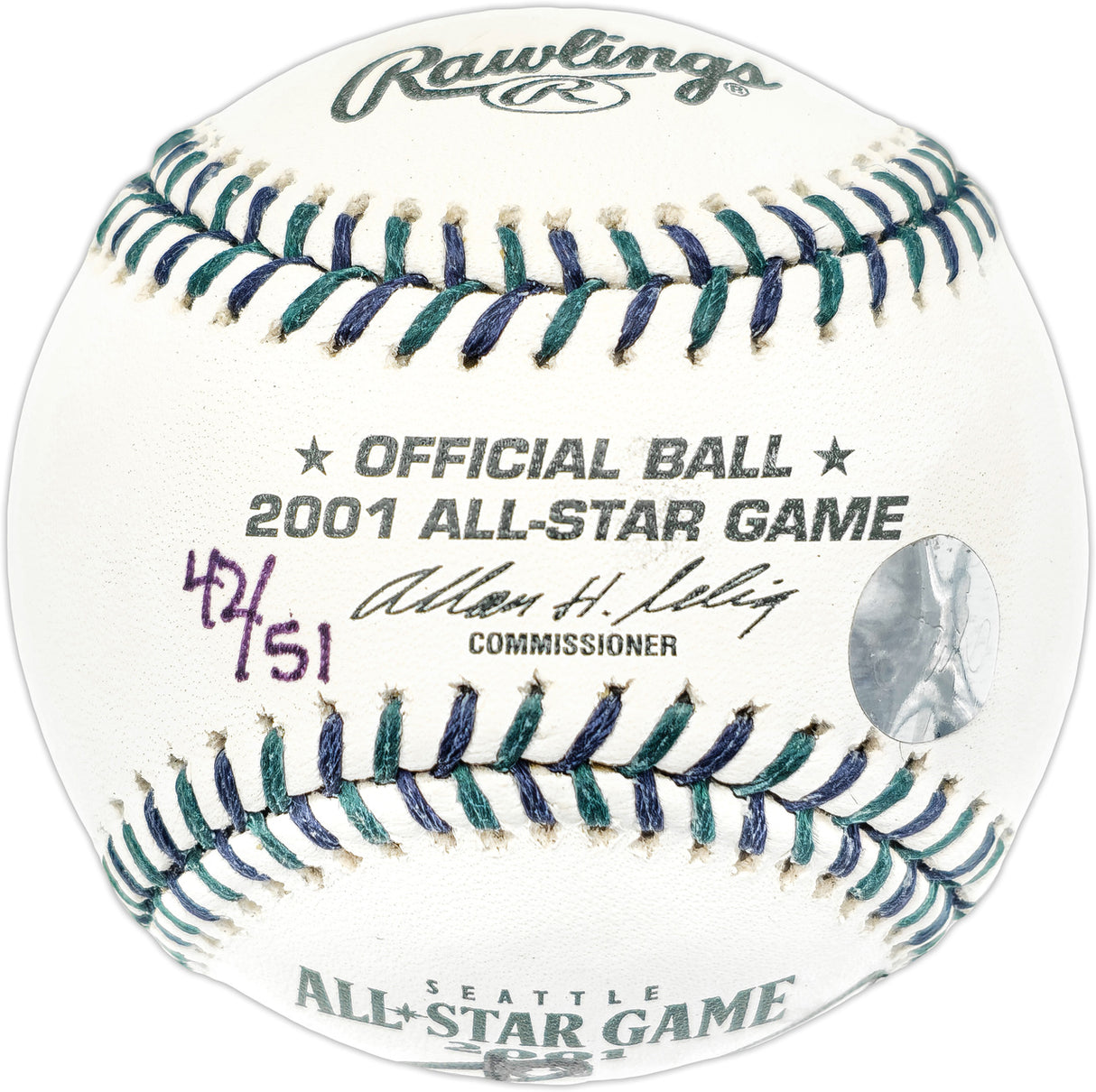 Ichiro Suzuki Autographed Official 2001 All Star Game Logo Baseball Seattle Mariners Signed in Kanji (Smudged) IS Holo SKU #237367