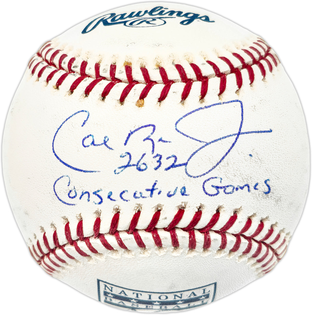 Cal Ripken Jr. Autographed Official Hall of Fame HOF Logo Baseball Baltimore Orioles "2632 Consecutive Games" TriStar Holo #7538155