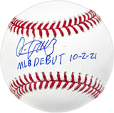 Oneil Cruz Autographed Official MLB Baseball Pittsburgh Pirates "MLB Debut 10-2-21" Beckett BAS QR #BJ55419