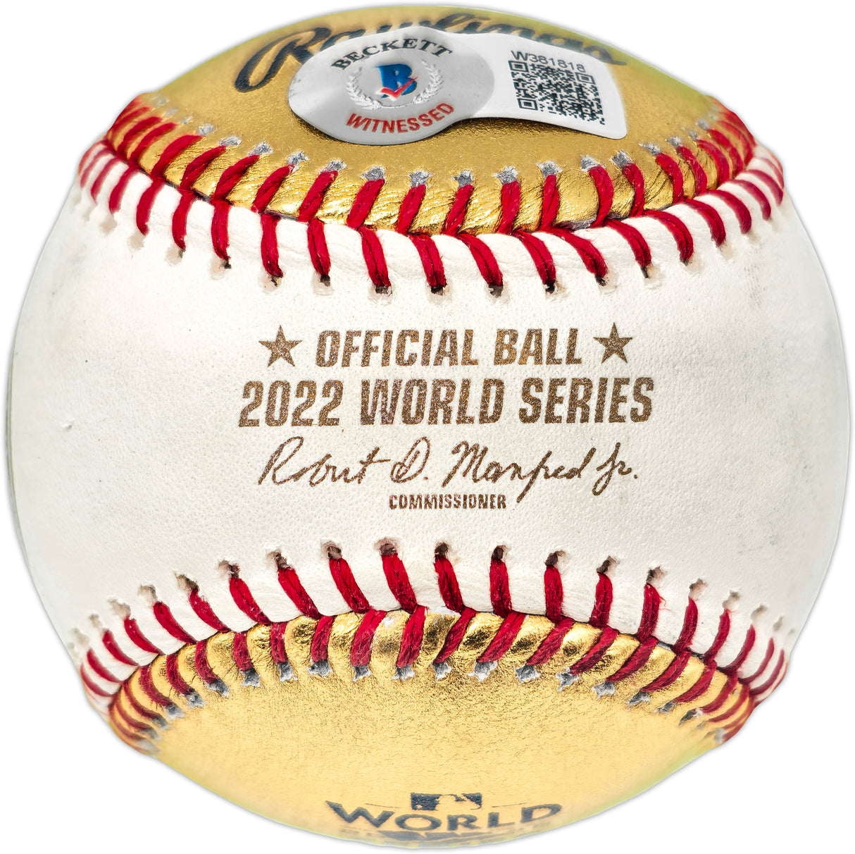 Kyle Tucker Autographed Official  2022 World Series Gold MLB Baseball Houston Astros (Smudged) Beckett BAS Witness #W381818