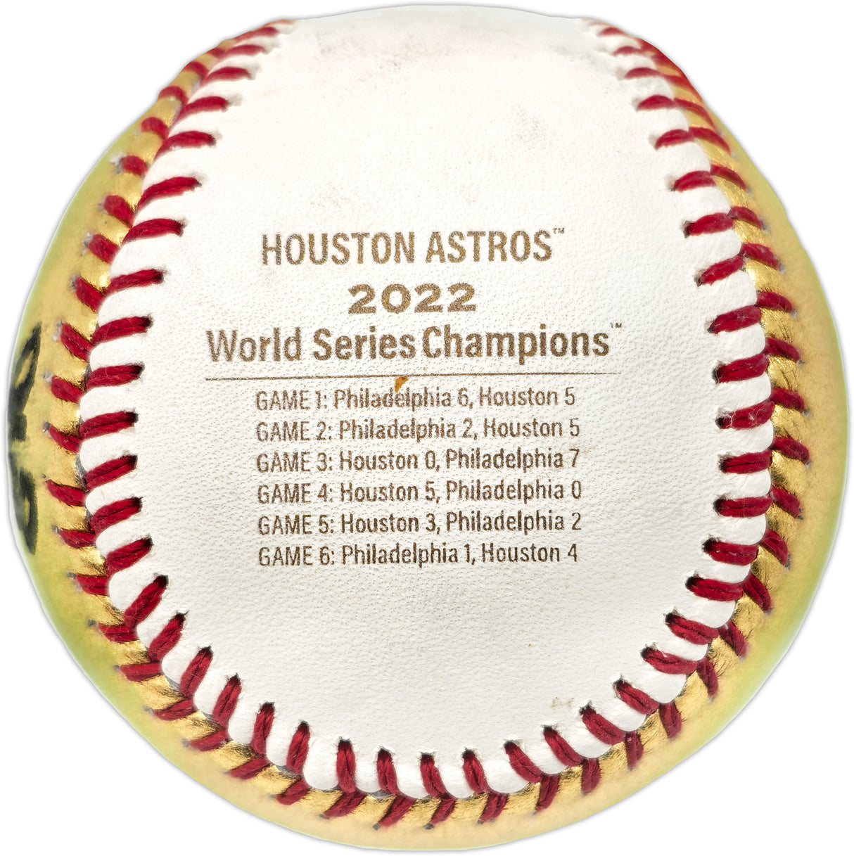 Kyle Tucker Autographed Official  2022 World Series Gold MLB Baseball Houston Astros (Smudged) Beckett BAS Witness #W381818