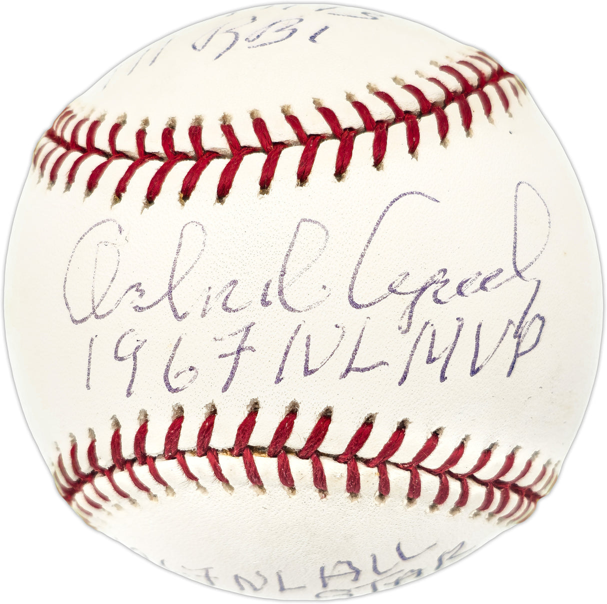 Orlando Cepeda Autographed Official MLB Baseball San Francisco Giants Statball With 9 Stats Beckett BAS #BP55344