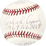 Orlando Cepeda Autographed Official MLB Baseball San Francisco Giants Statball With 9 Stats Beckett BAS #BP55344