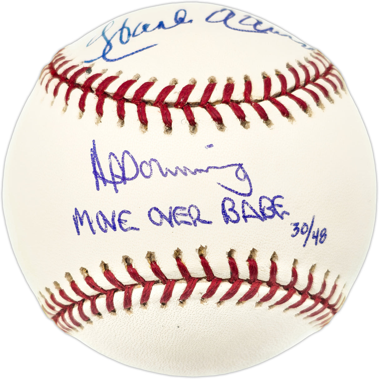 Hank Aaron & Al Downing Autographed Official MLB Baseball "Move Over Babe" HA Holo & #30/48 Steiner Holo SKU #238440