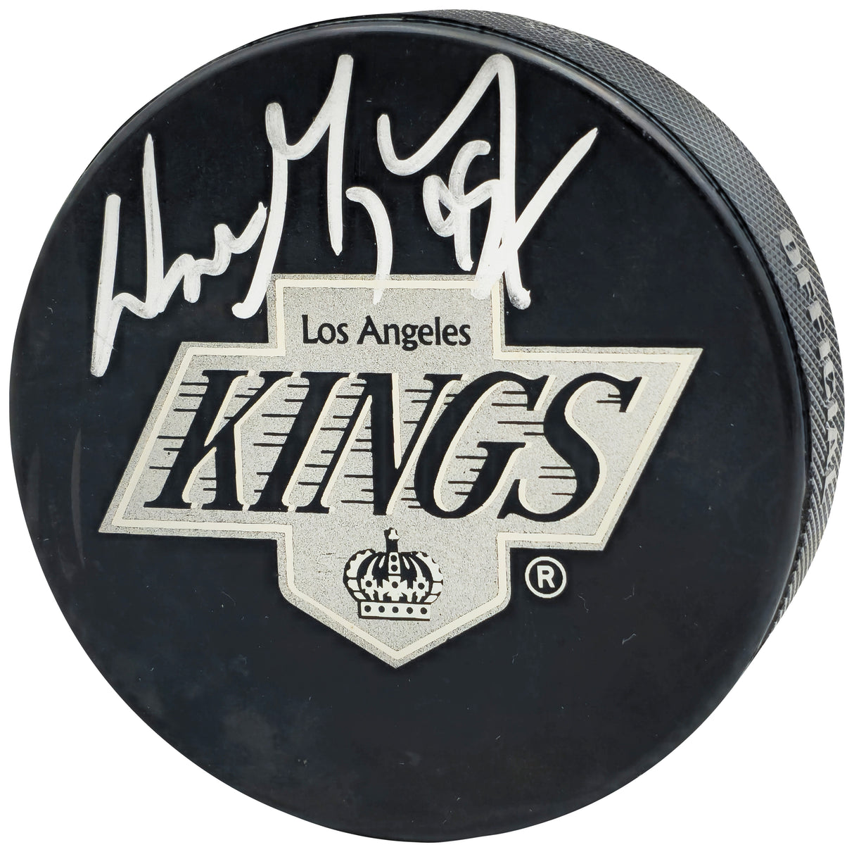 Wayne Gretzky Autographed Los Angeles Kings Logo Hockey Puck UDA Holo #AUF33885