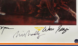 1973 NBA Champion New York Knicks Team Autographed Framed 24x30 Lithograph Photo With 7 Signatures Including Willis Reed & Jerry Lucas, Artist Signed Beckett BAS #AC94183