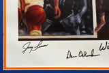 1973 NBA Champion New York Knicks Team Autographed Framed 24x30 Lithograph Photo With 7 Signatures Including Willis Reed & Jerry Lucas, Artist Signed Beckett BAS #AC94183