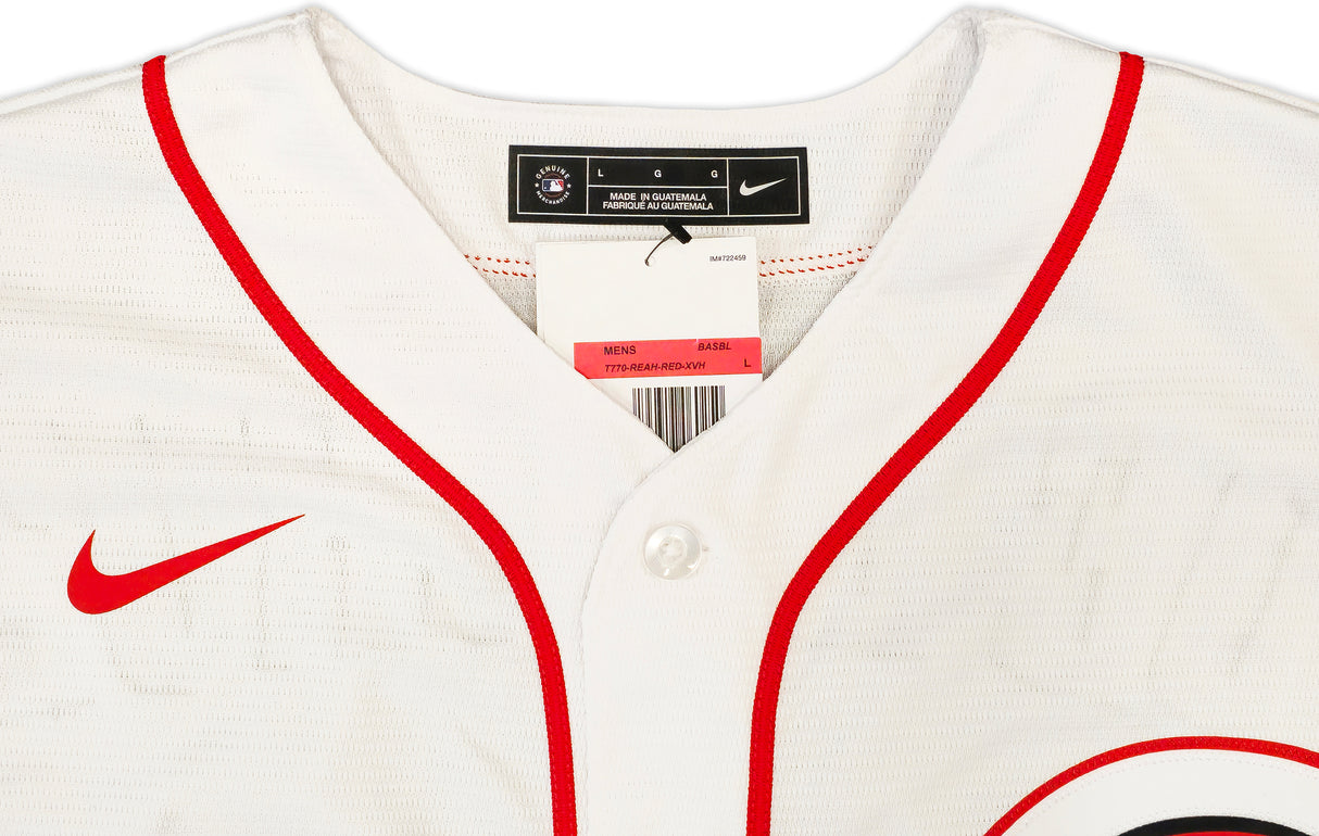 Cincinnati Reds Elly De La Cruz Autographed White Nike Jersey Size L "Cycle 6/23/23" Beckett BAS Witness Stock #222819