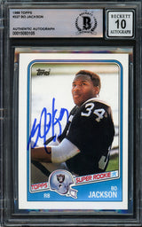 Bo Jackson Autographed 1988 Topps Rookie Card #327 Los Angeles Raiders Auto Grade Gem Mint 10 Beckett BAS Stock #211045