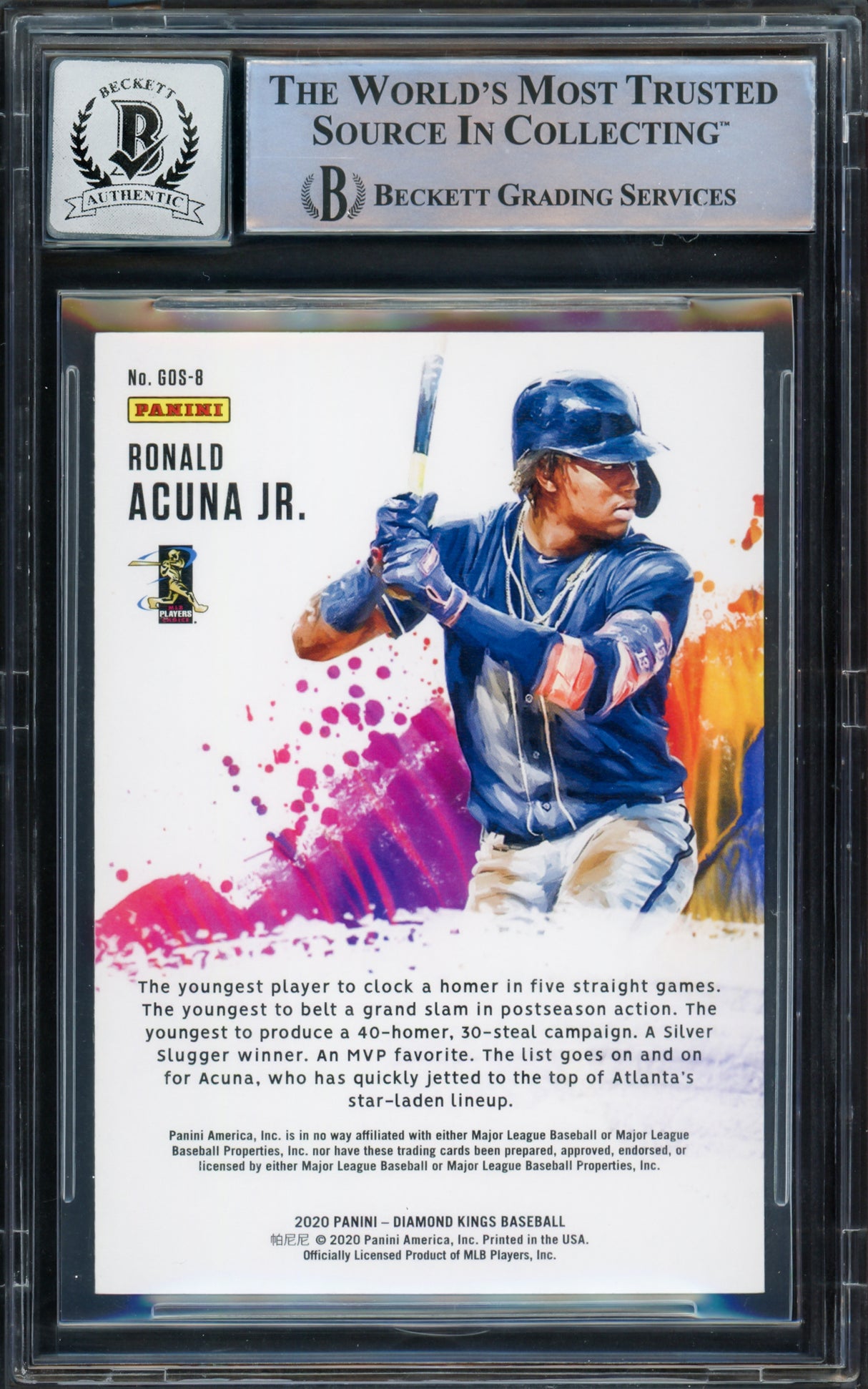 Ronald Acuna Jr. Autographed 2020 Panini Diamond Kings Gallery of Stars Card #GOS8 Atlanta Braves Auto Grade Gem Mint 10 Beckett BAS #16167598