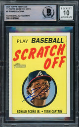 Ronald Acuna Jr. Autographed 2020 Topps Heritage Scratch Off Card #5 Atlanta Braves Auto Grade Gem Mint 10 Beckett BAS #16167606