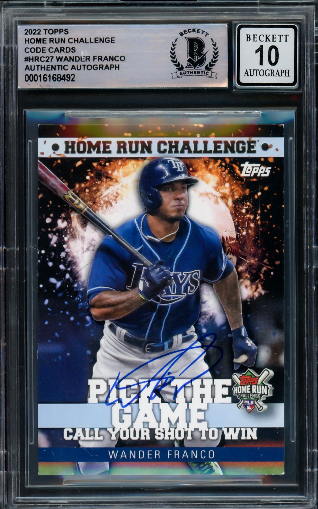 Wander Franco Autographed 2022 Topps Home Run Challenge Rookie Card #HRC27 Tampa Bay Rays Auto Grade Gem Mint 10 Beckett BAS #16168492