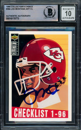 Joe Montana Autographed 1994 Upper Deck Collectors Choice Card #384 Kansas City Chiefs Auto Grade Gem Mint 10 Beckett BAS #16170773