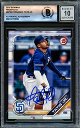 Fernando Tatis Jr. Autographed 2019 Bowman Prospects Rookie Card #BP25 San Diego Padres Auto Grade Gem Mint 10 Beckett BAS #16172838