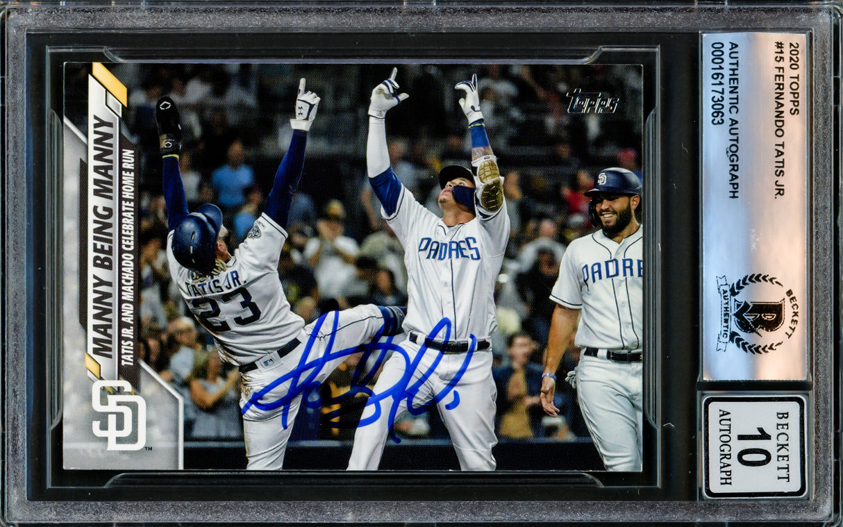 Fernando Tatis Jr. Autographed 2020 Topps Card #15 San Diego Padres Auto Grade Gem Mint 10 Beckett BAS #16173063