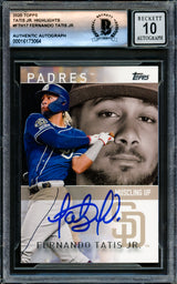 Fernando Tatis Jr. Autographed 2020 Topps Highlights Card #FTH-17 San Diego Padres Auto Grade Gem Mint 10 Beckett BAS #16173064