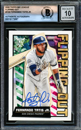 Fernando Tatis Jr. Autographed 2020 Topps Big League Flipping Out Card #FO-9 San Diego Padres Auto Grade Gem Mint 10 Beckett BAS #16173067