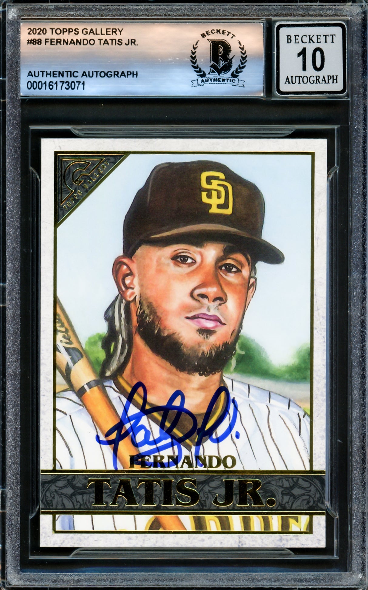 Fernando Tatis Jr. Autographed 2020 Topps Gallery Card #88 San Diego Padres Auto Grade Gem Mint 10 Beckett BAS #16173071