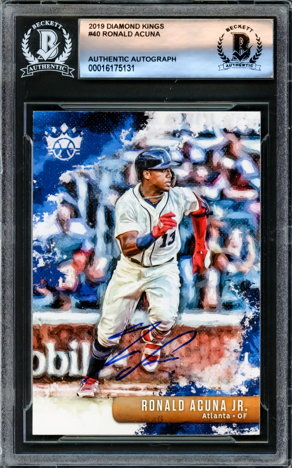 Ronald Acuna Jr. Autographed 2019 Donruss Diamond Kings Card #40 Atlanta Braves Beckett BAS #16175131