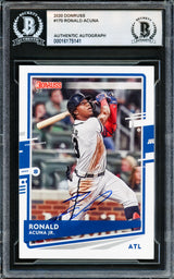 Ronald Acuna Jr. Autographed 2020 Donruss Card #170 Atlanta Braves Beckett BAS #16175141