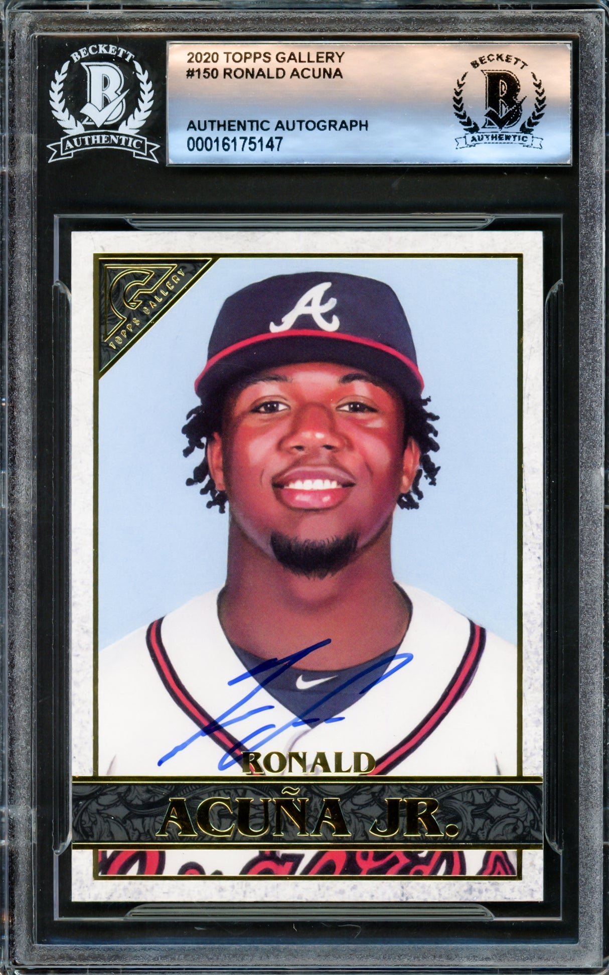 Ronald Acuna Jr. Autographed 2020 Topps Gallery Card #150 Atlanta Braves Beckett BAS #16175147