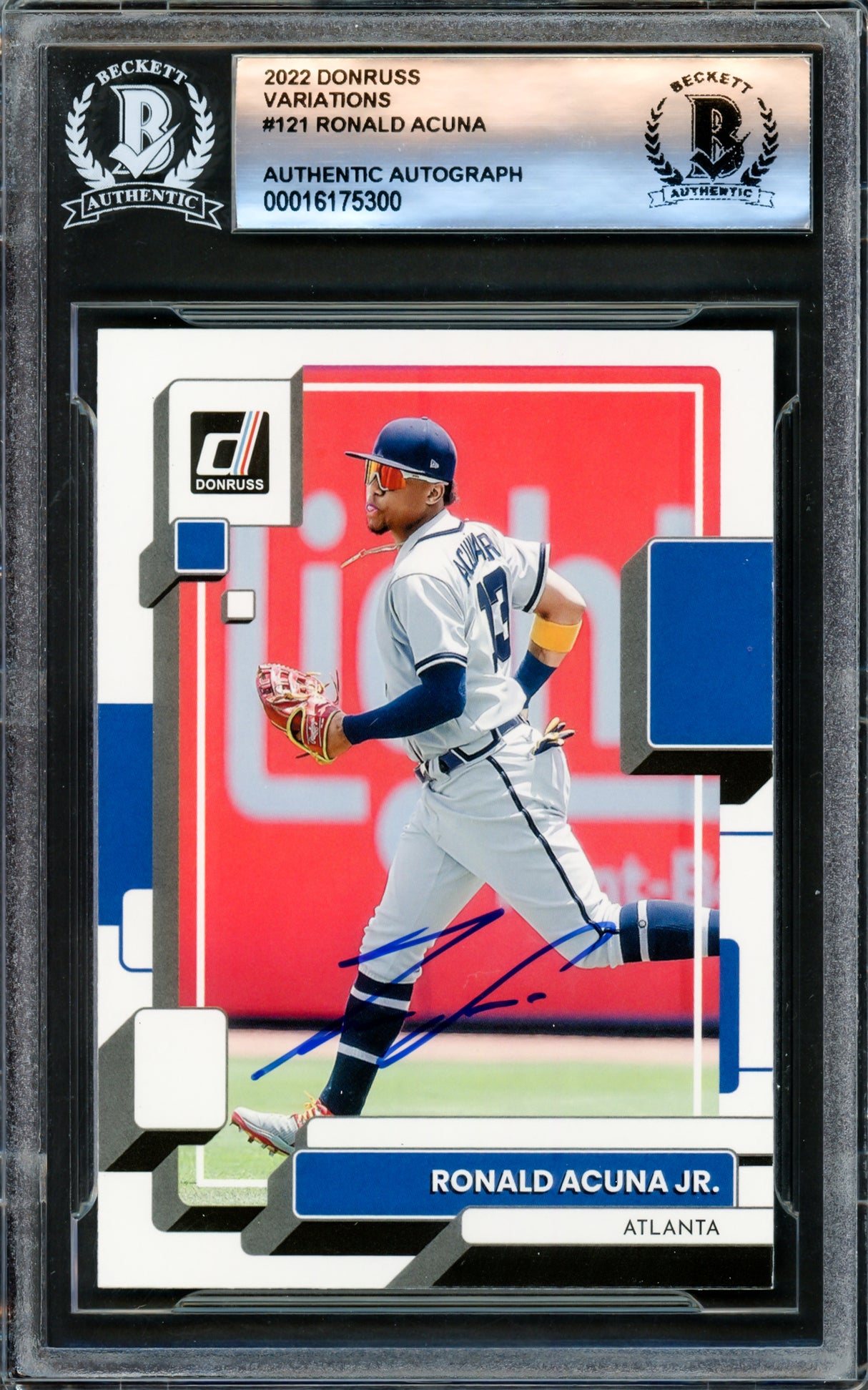 Ronald Acuna Jr. Autographed 2022 Donruss Variation Card #121 Atlanta Braves Beckett BAS #16175300