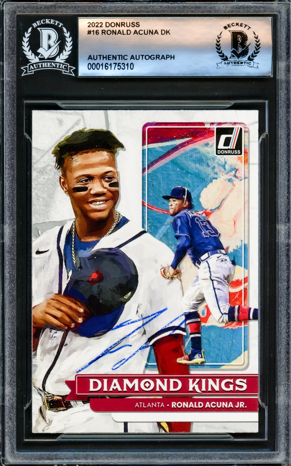 Ronald Acuna Jr. Autographed 2022 Donruss Diamond Kings Card #16 Atlanta Braves Beckett BAS #16175310