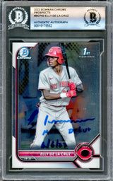 Elly De La Cruz Autographed 2022 Bowman Chrome Rookie Card #BCP50 Cincinnati Reds "MLB Debut 6/6/23" Beckett BAS #16175552