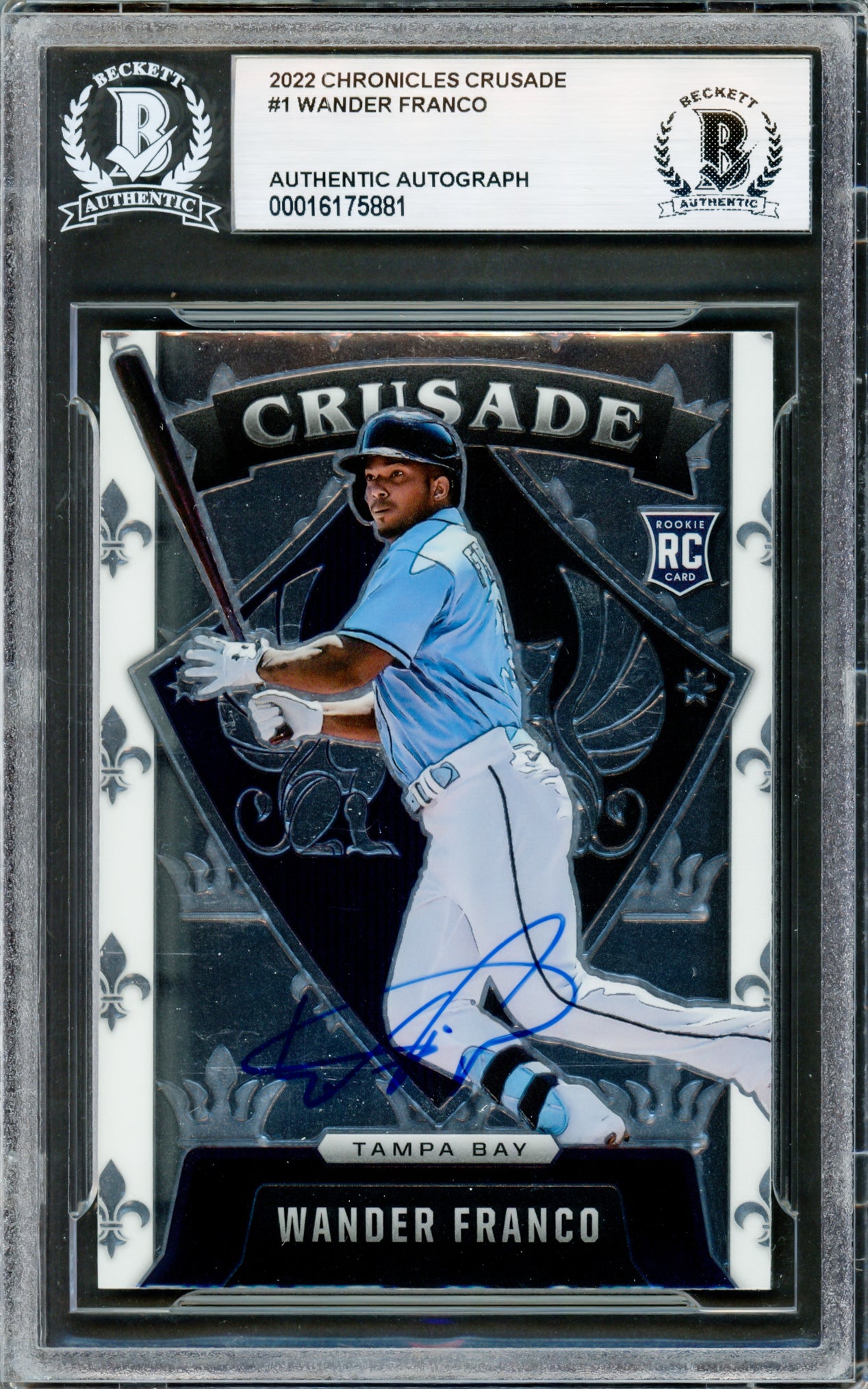 Wander Franco Autographed 2022 Panini Chronicles Crusade Rookie Card #1 Tampa Bay Rays Beckett BAS #16175881