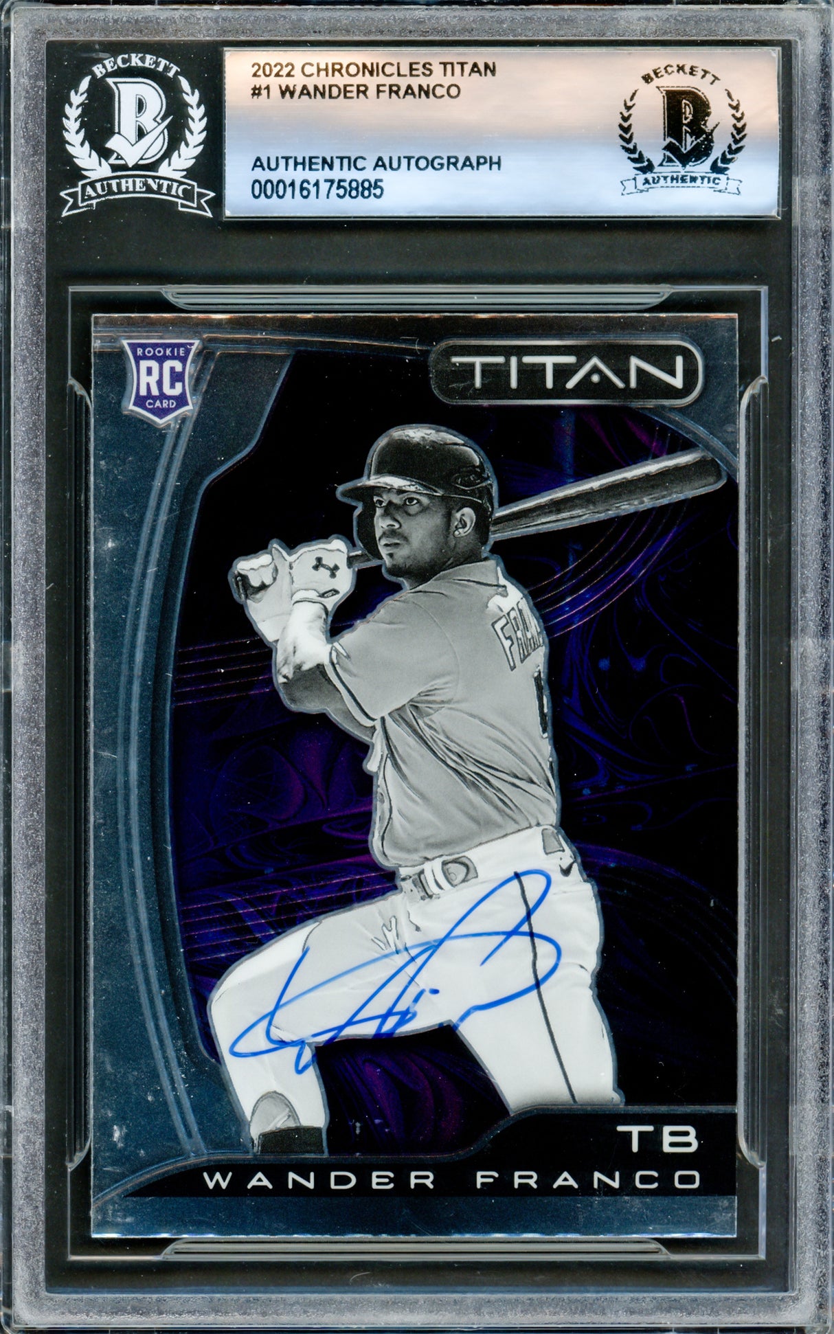 Wander Franco Autographed 2022 Panini Chronicles Titan Rookie Card #1 Tampa Bay Rays Beckett BAS #16175885