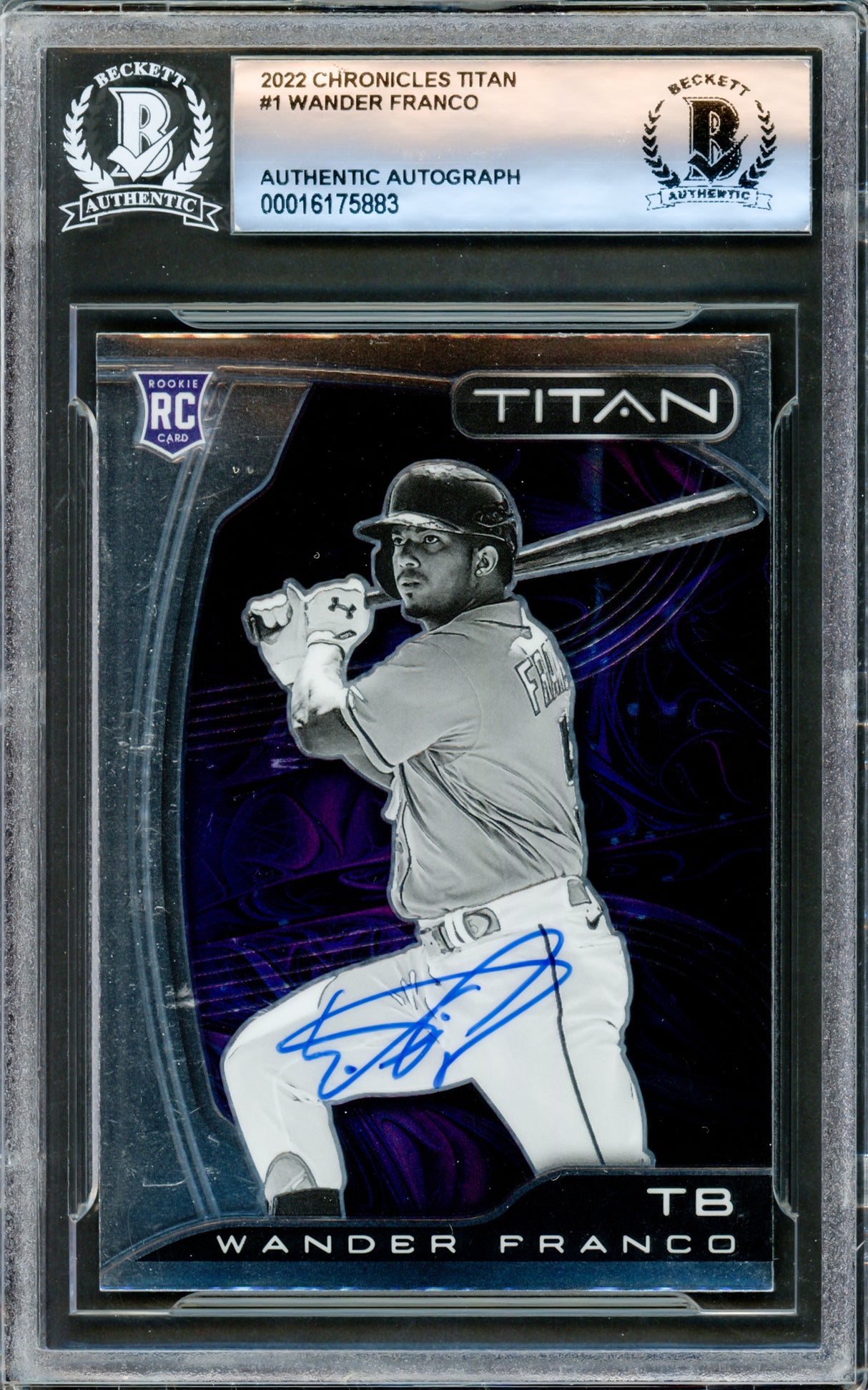 Wander Franco Autographed 2022 Panini Chronicles Titan Rookie Card #1 Tampa Bay Rays Beckett BAS #16175883