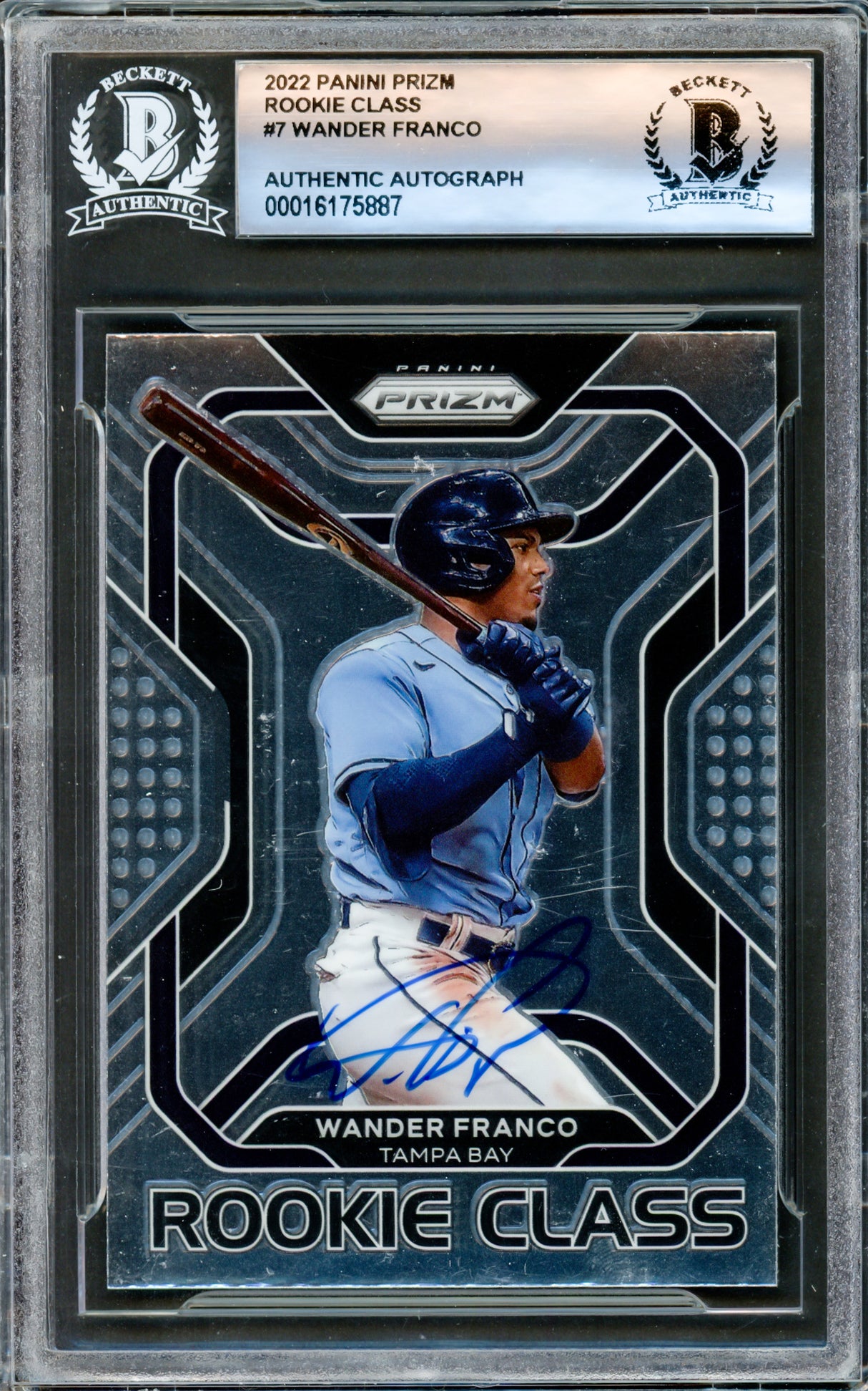 Wander Franco Autographed 2022 Panini Prizm Rookie Class Rookie Card #RC7 Tampa Bay Rays Beckett BAS #16175887