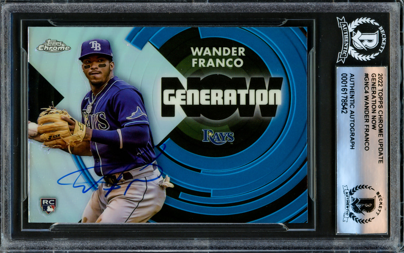 Wander Franco Autographed 2022 Topps Chrome Generation Now Rookie Card #GNC4 Tampa Bay Rays Beckett BAS #16175842