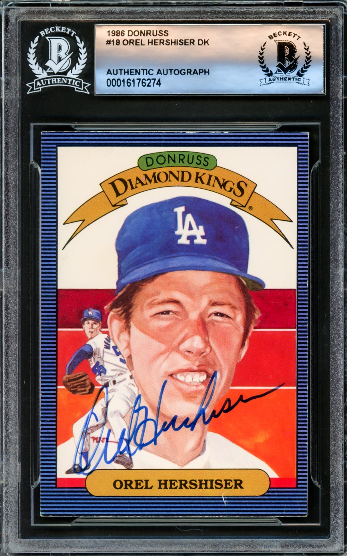 Orel Hershiser Autographed 1986 Donruss Diamond Kings Card #18 Los Angeles Dodgers Beckett BAS #16176274