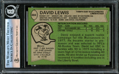 David Lewis Autographed 1978 Topps Rookie Card #484 Tampa Bay Buccaneers Beckett BAS #16176293