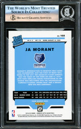 Ja Morant Autographed 2019-20 Donruss Optic Rookie Card #168 Memphis Grizzlies Beckett BAS #16176952