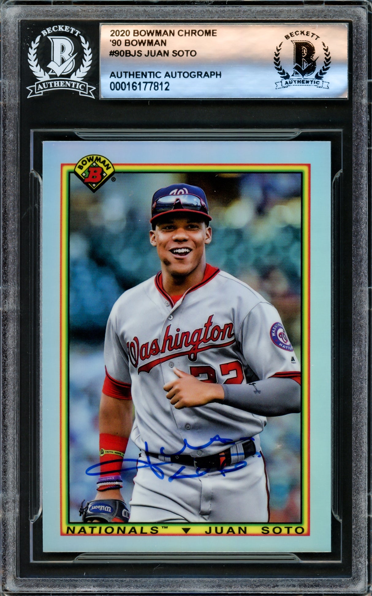 Juan Soto Autographed 2020 Bowman Chrome 1990 Throwback Refractor Card #90B-JS New York Yankees Beckett BAS #16177812