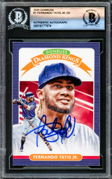 Fernando Tatis Jr. Autographed 2020 Donruss Diamond Kings Card #1 San Diego Padres Beckett BAS #16177974