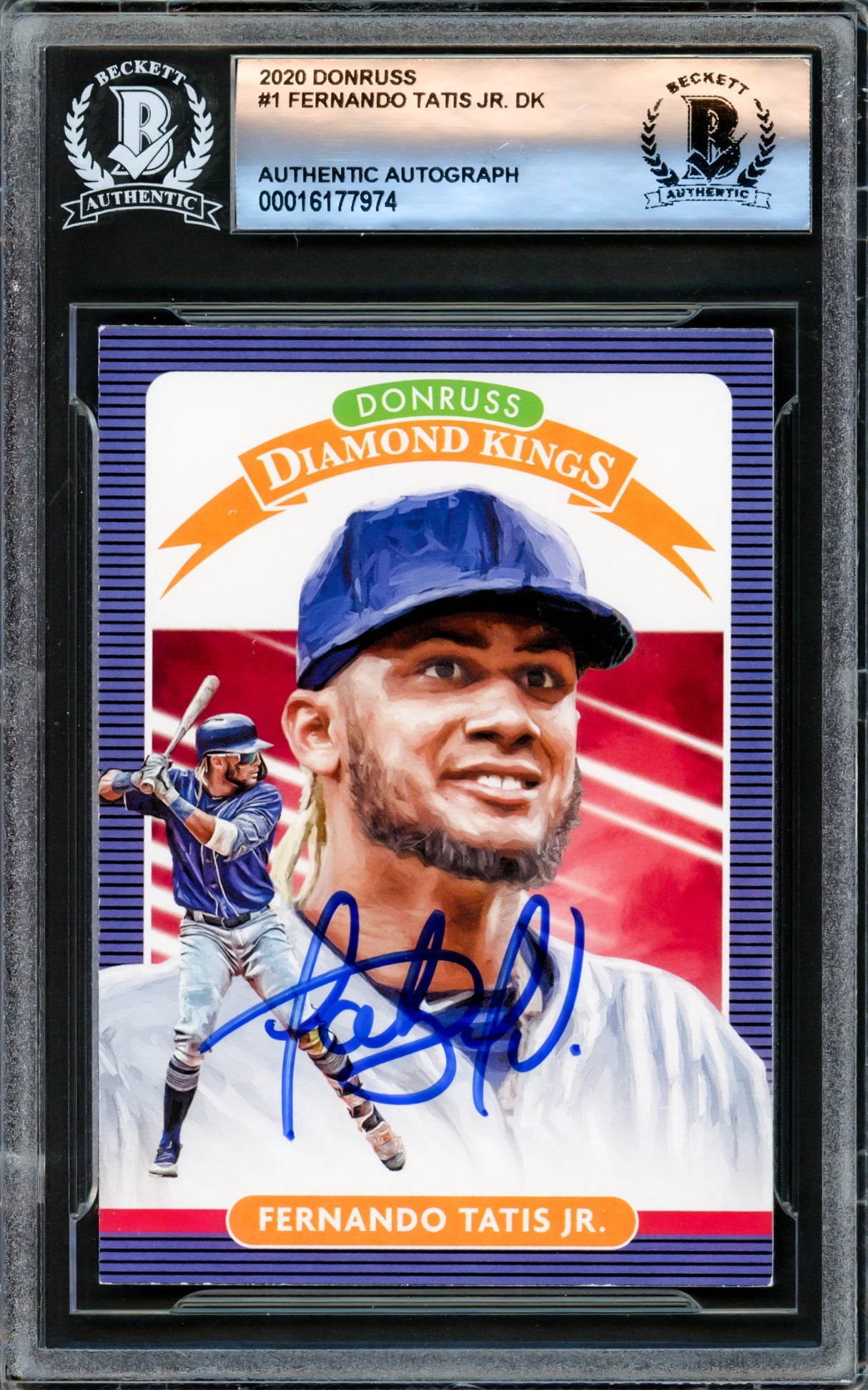 Fernando Tatis Jr. Autographed 2020 Donruss Diamond Kings Card #1 San Diego Padres Beckett BAS #16177974