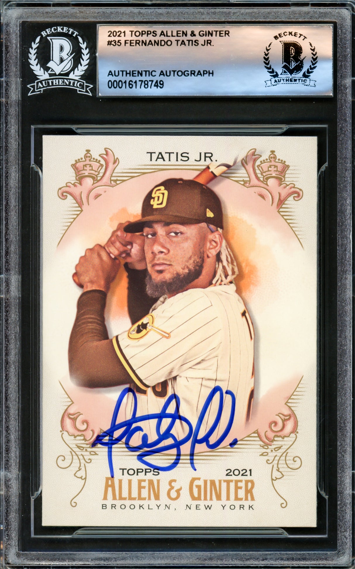 Fernando Tatis Jr. Autographed 2021 Topps Allen & Ginter Card #35 San Diego Padres Beckett BAS #16178749