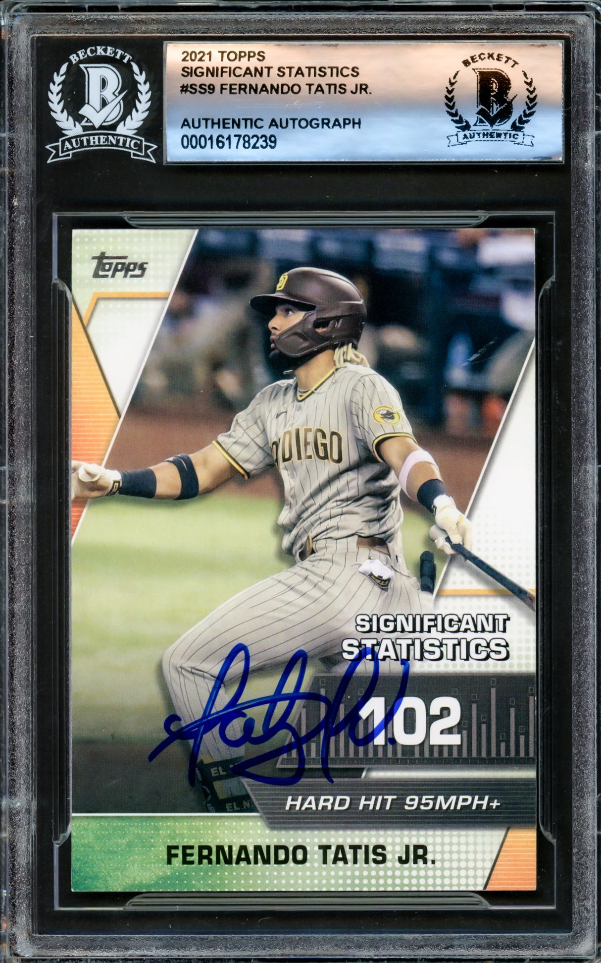 Fernando Tatis Jr. Autographed 2021 Topps Significant Statistics Card #SS-9 San Diego Padres Beckett BAS #16178239