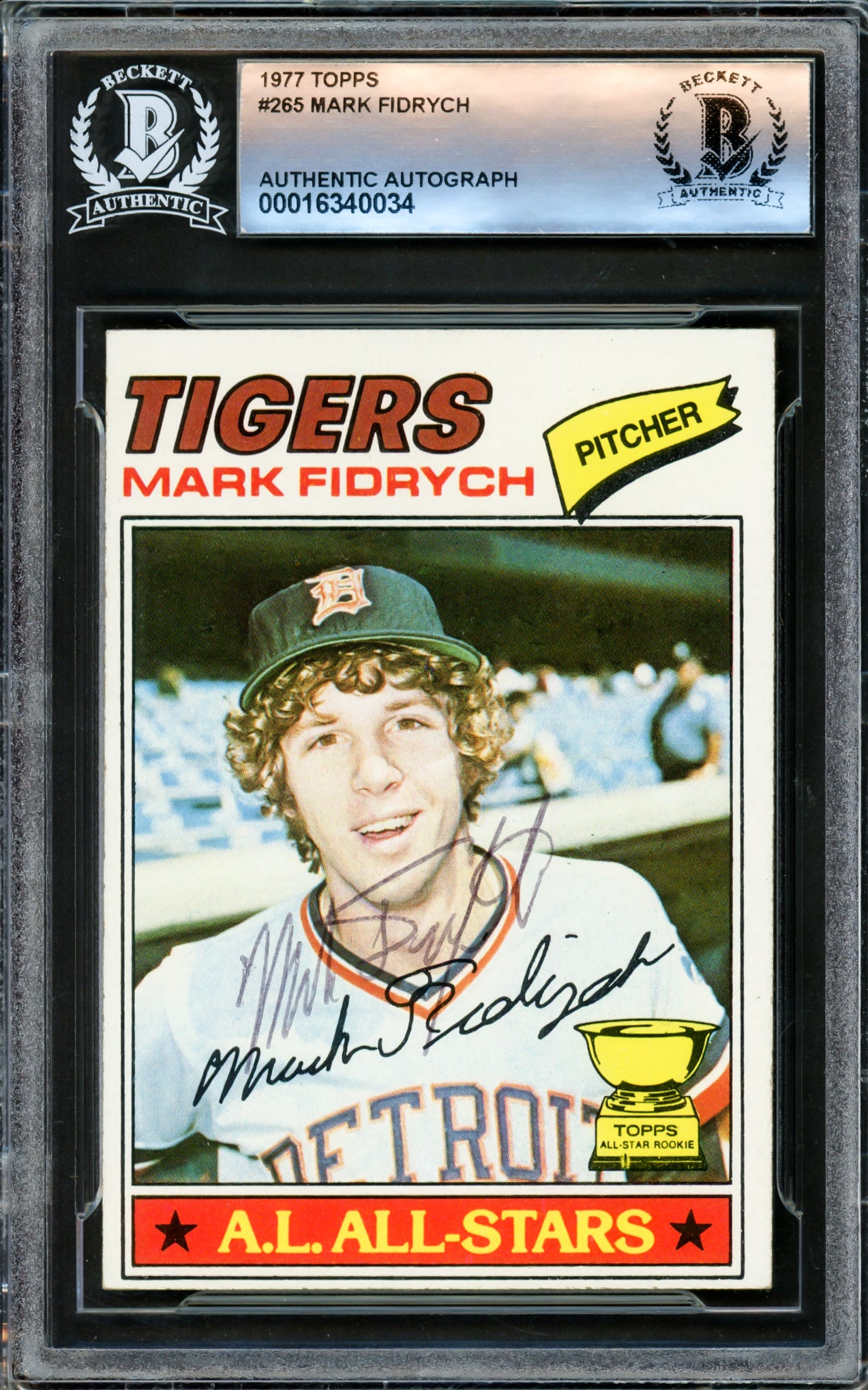 Mark "The Bird" Fidrych Autographed 1977 Topps Rookie Card #265 Detroit Tigers Beckett BAS #16340034