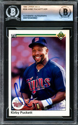 Kirby Puckett Autographed 1990 Upper Deck Card #236 Minnesota Twins Beckett BAS #16340862