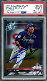 Ronald Acuna Jr. Autographed 2017 Bowman Draft Chrome Rookie Card #BDC39 Atlanta Braves PSA 9 Auto Grade Gem Mint 10 PSA/DNA #56463069