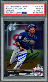 Ronald Acuna Jr. Autographed 2017 Bowman Draft Chrome Rookie Card #BDC39 Atlanta Braves PSA 9 Auto Grade Gem Mint 10 PSA/DNA #56463068