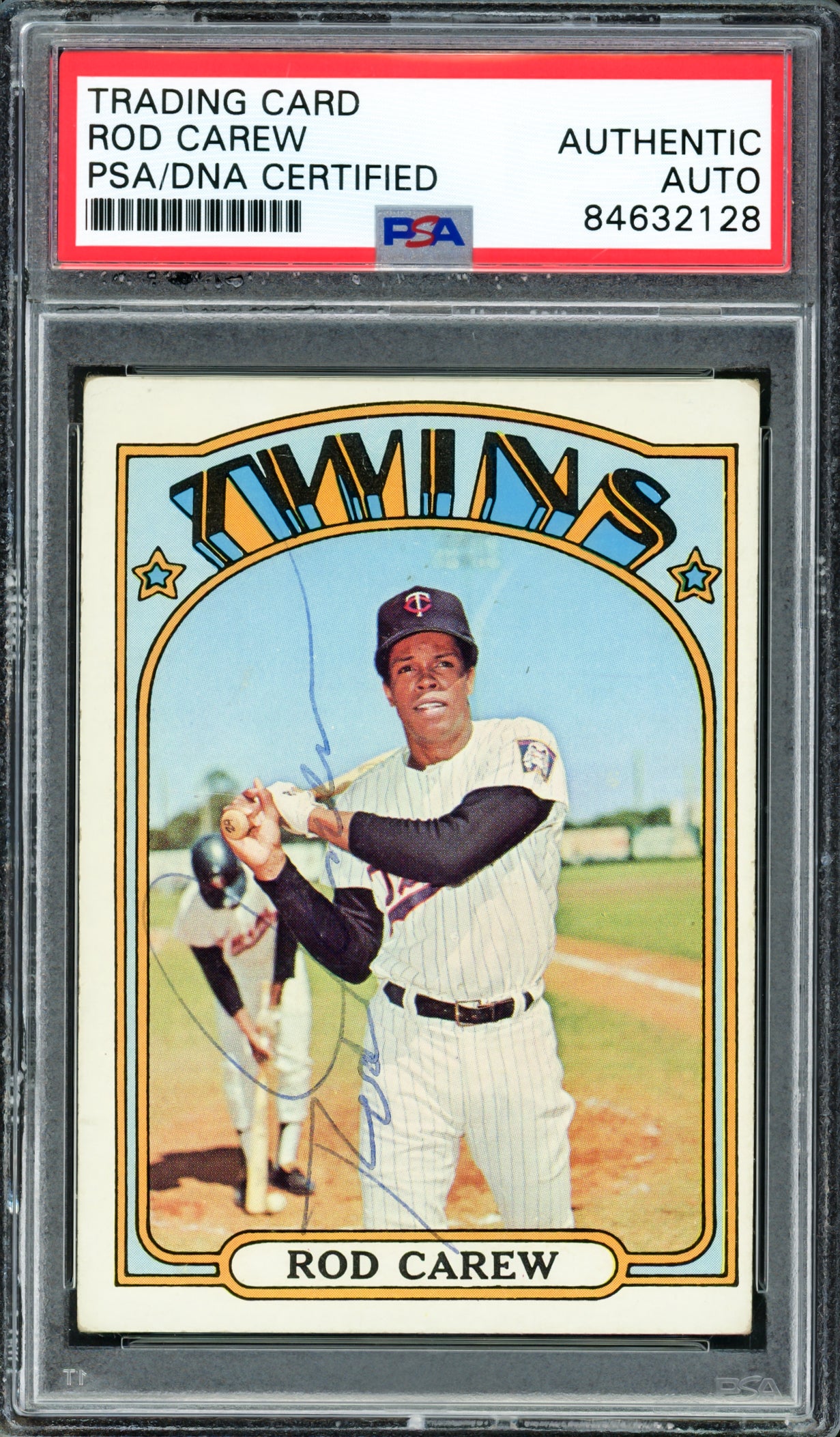 Rod Carew Autographed 1972 Topps Card #695 Minnesota Twins Vintage Signature PSA/DNA #84632128