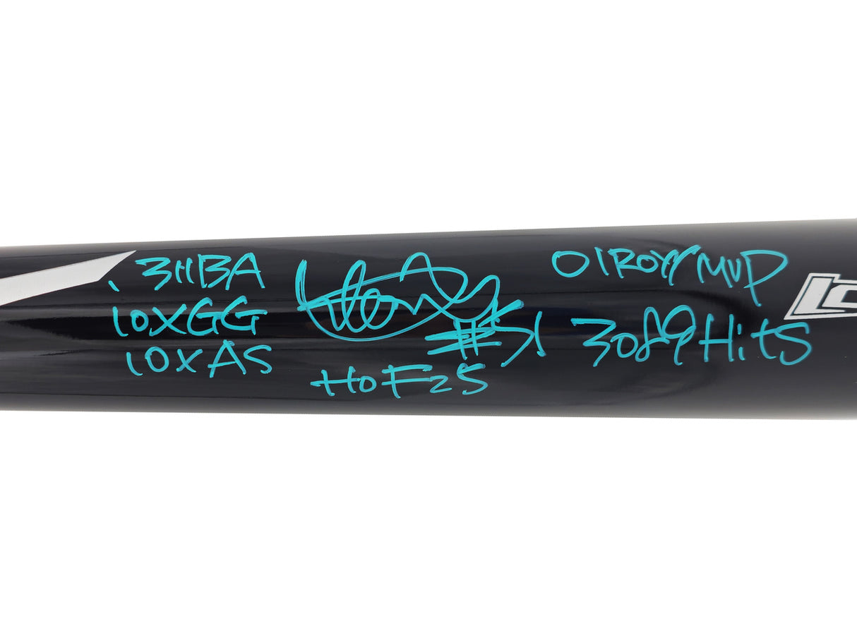 Ichiro Suzuki Autographed Black Mizuno Player Model Baseball Bat Seattle Mariners With 6 Stats "HOF 25" IS Holo & Beckett BAS Witness QR Stock #238609